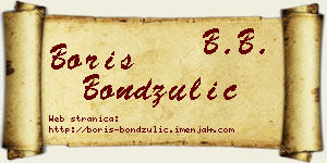 Boris Bondžulić vizit kartica